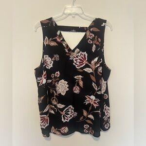 Maurices Black and Pink Floral Sleeveless Blouse